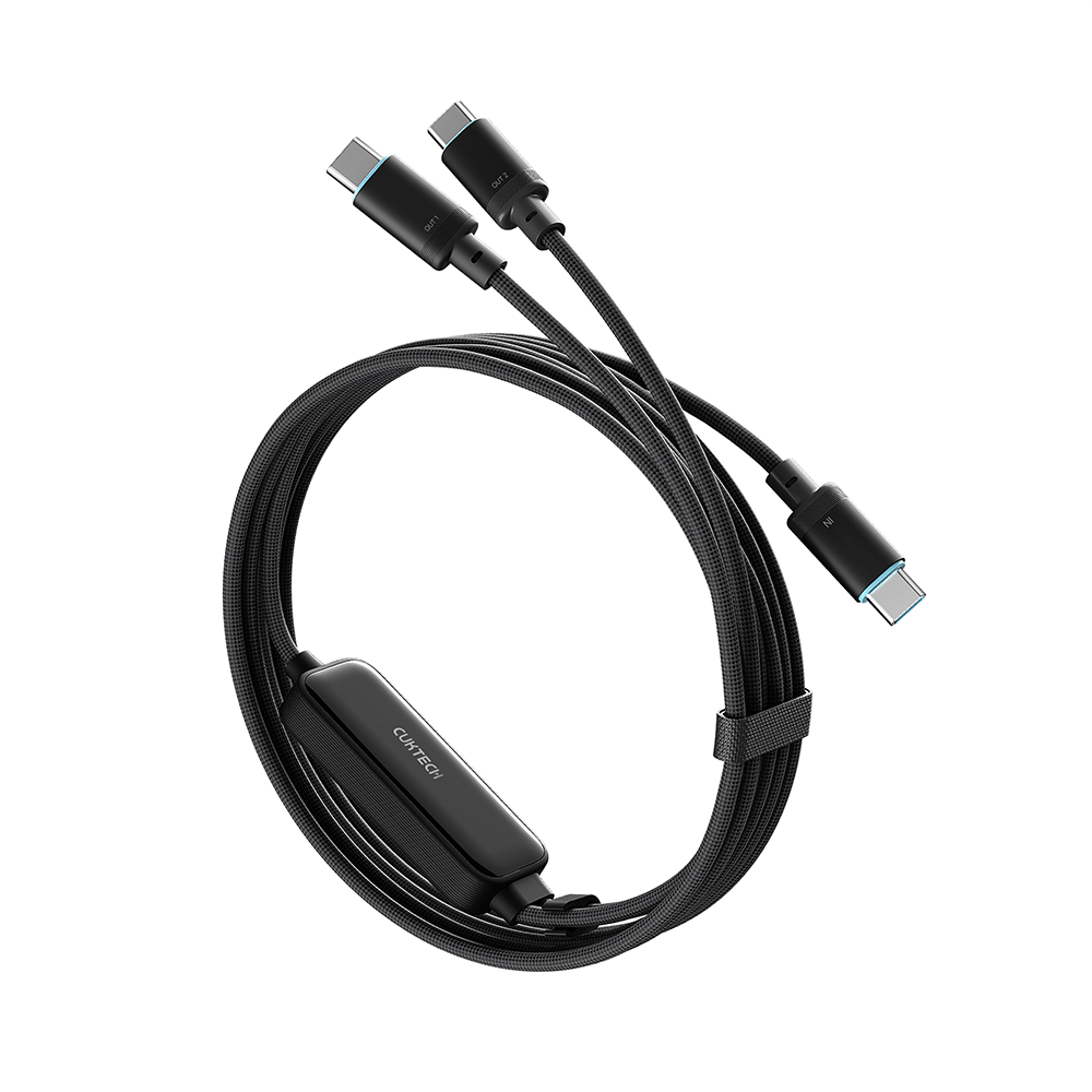 สายชาร์จเร็ว AI CUKTECH C2C615 สีดำ 6A 140W สายชาร์จ เทคโนโลยีชาร์จเร็ว PD 3.2 (AVS) PPS UFCS 1/2 พอร์ต USB C