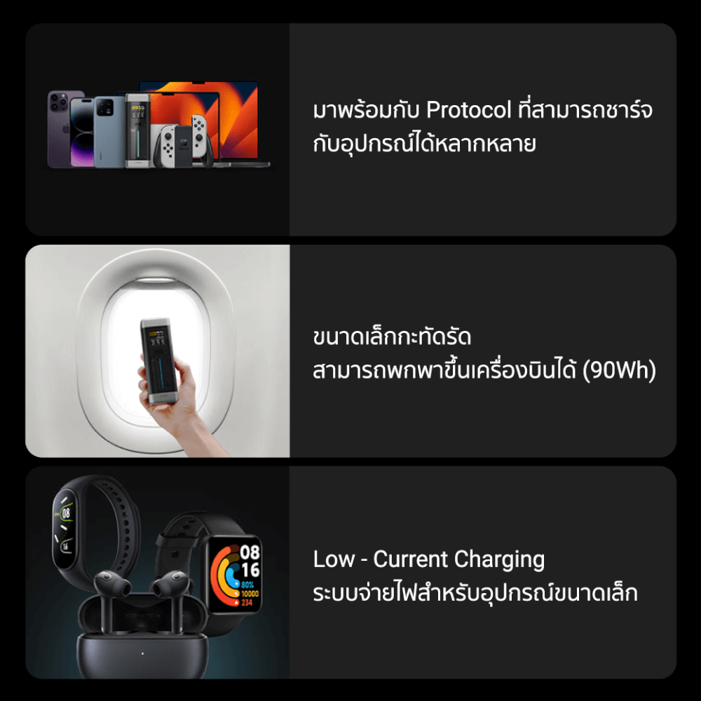 แบตสำรอง CUKTECH P23 สีเทา CN.V ความจุ 25000 mAh จ่ายไฟรวมกันสูงสุด 210W_10