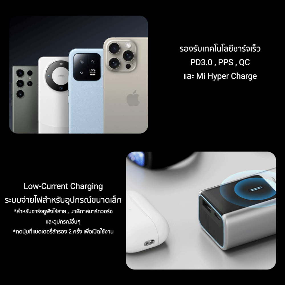 แบตเตอรี่สำรอง CUKTECH PB100P CN.V ความจุ 10000 MAH สีเทา จ่ายไฟรวมสูงสุด 120W_10