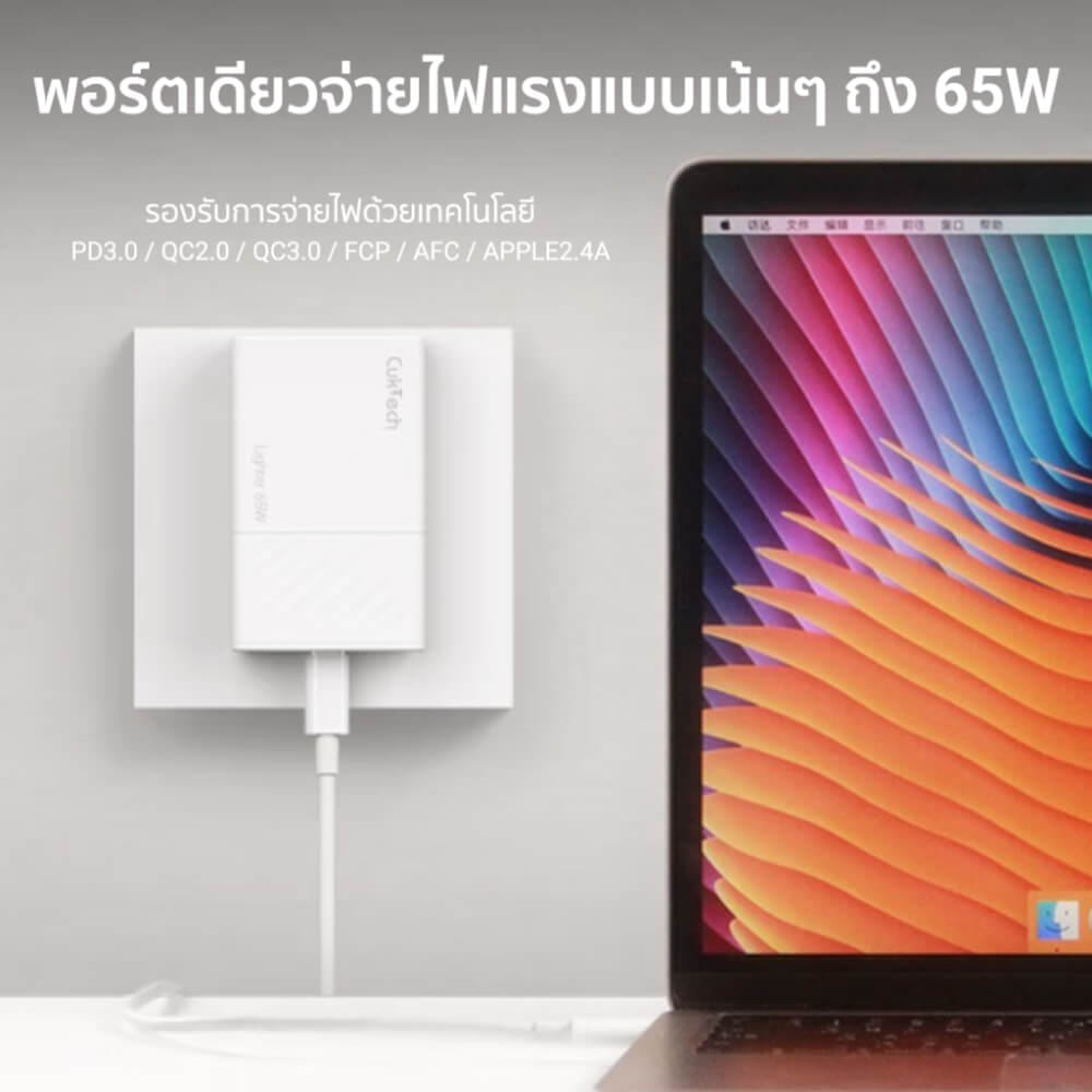 หัวชาร์จ CUKTECH AC45B 45W สีขาว GAN USB-C ใช้สำหรับ IPHONE IPAD (ขนาดเล็ก ระบบป้องกัน 8 ชั้น)_3
