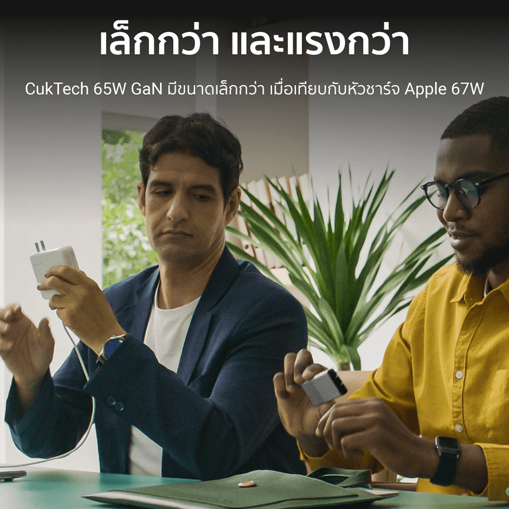 หัวชาร์จเร็ว AC65B2 65W สีขาว  TYPE-C 2 พอร์ต พร้อมสาย (ระบบป้องกัน 8 ชั้น)_3