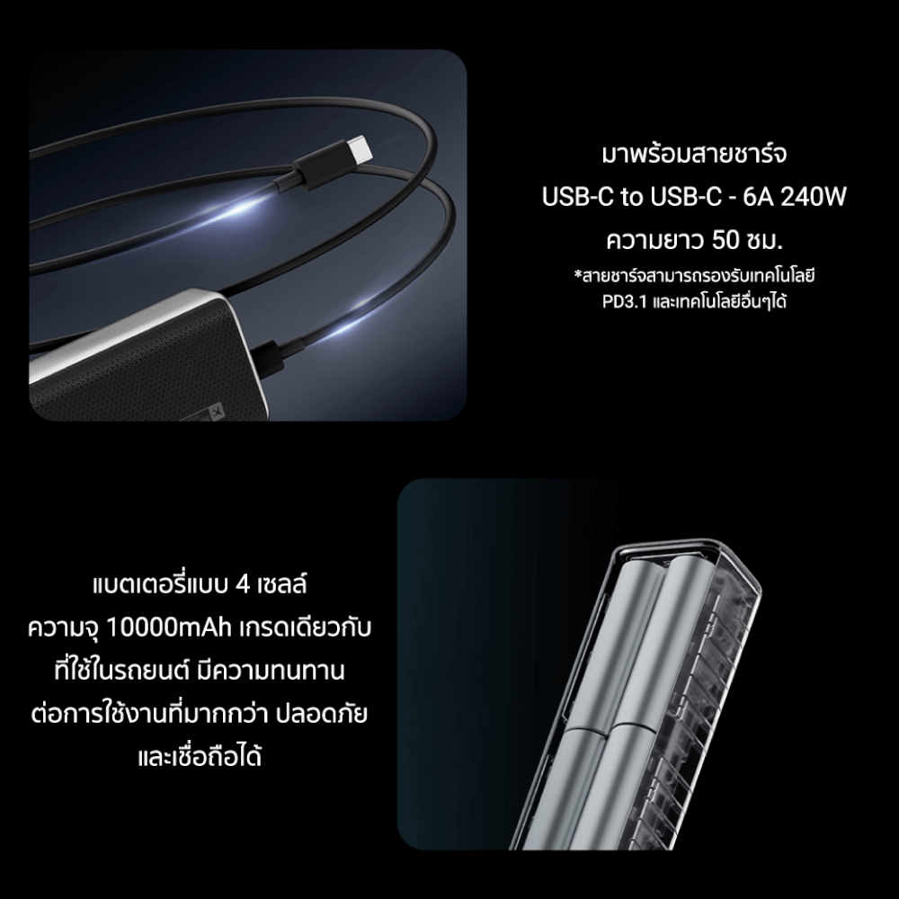 แบตเตอรี่สำรอง CUKTECH PB100P CN.V ความจุ 10000 MAH สีเทา จ่ายไฟรวมสูงสุด 120W_9