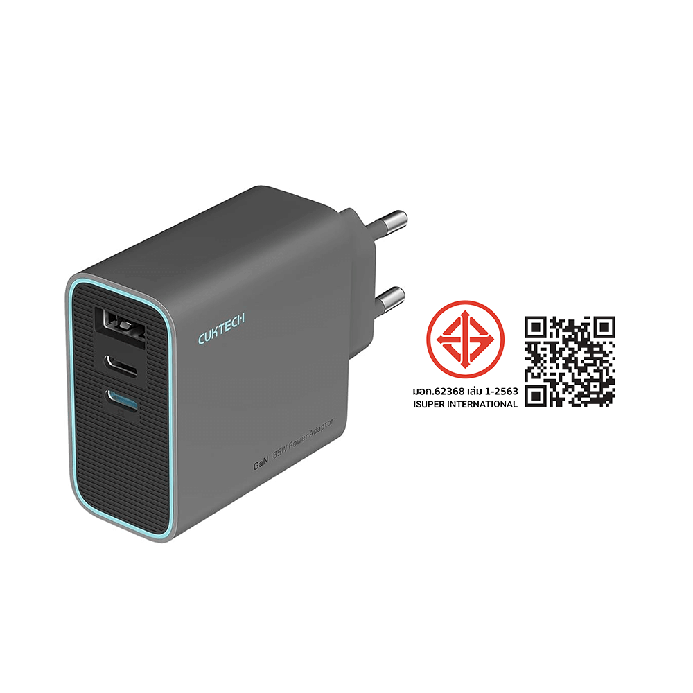 หัวชาร์จเร็ว CUKTECH AD653T 65W สีเทา (รองรับ เทคโนโลยี PD 3.0, QC 2 TYPE-C / 1 USB-A)_10