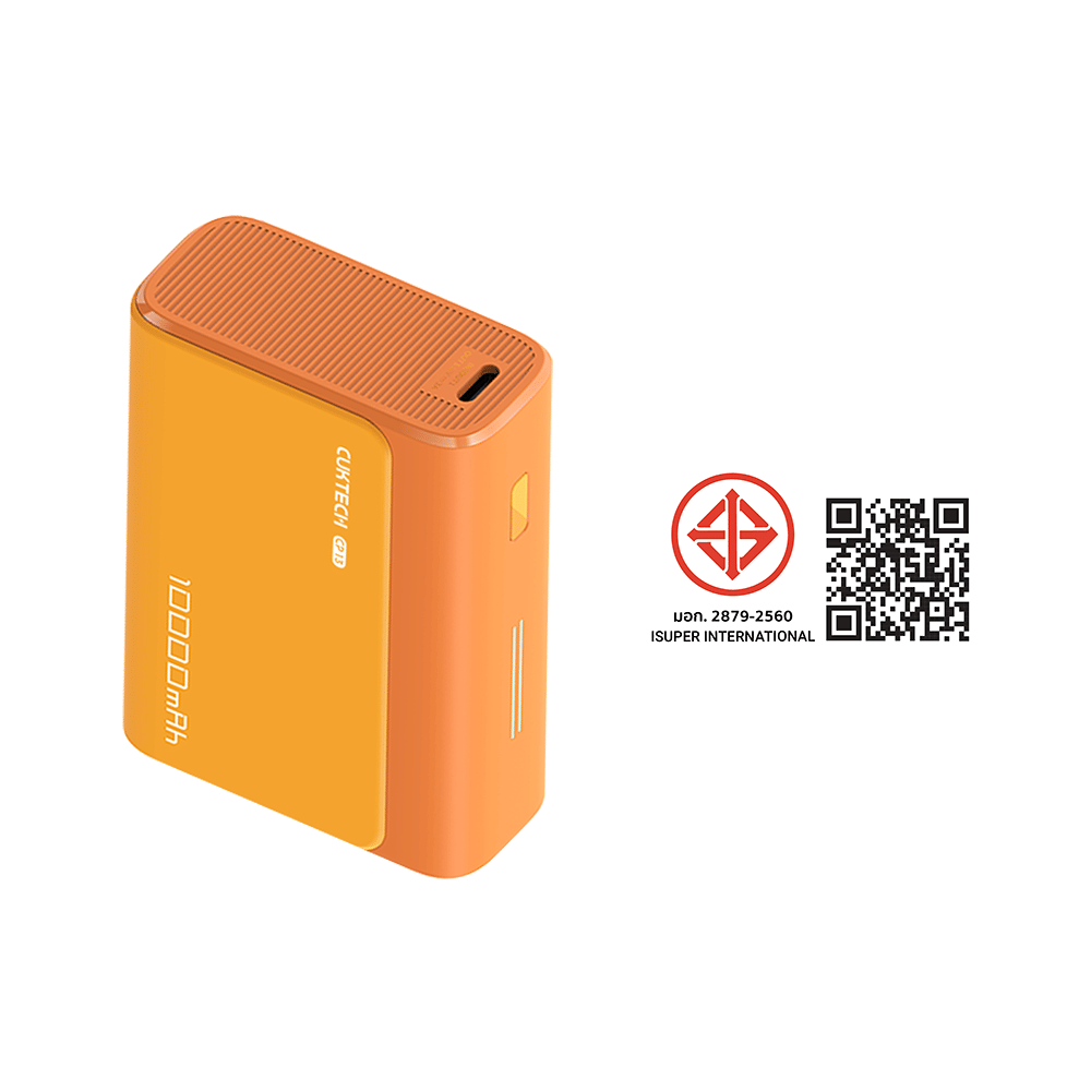 แบตเตอรี่สำรอง CUKTECH AURA PB100S 10000 MAH สีส้ม จ่ายไฟสูงสุด 33W มาตรฐาน CCC