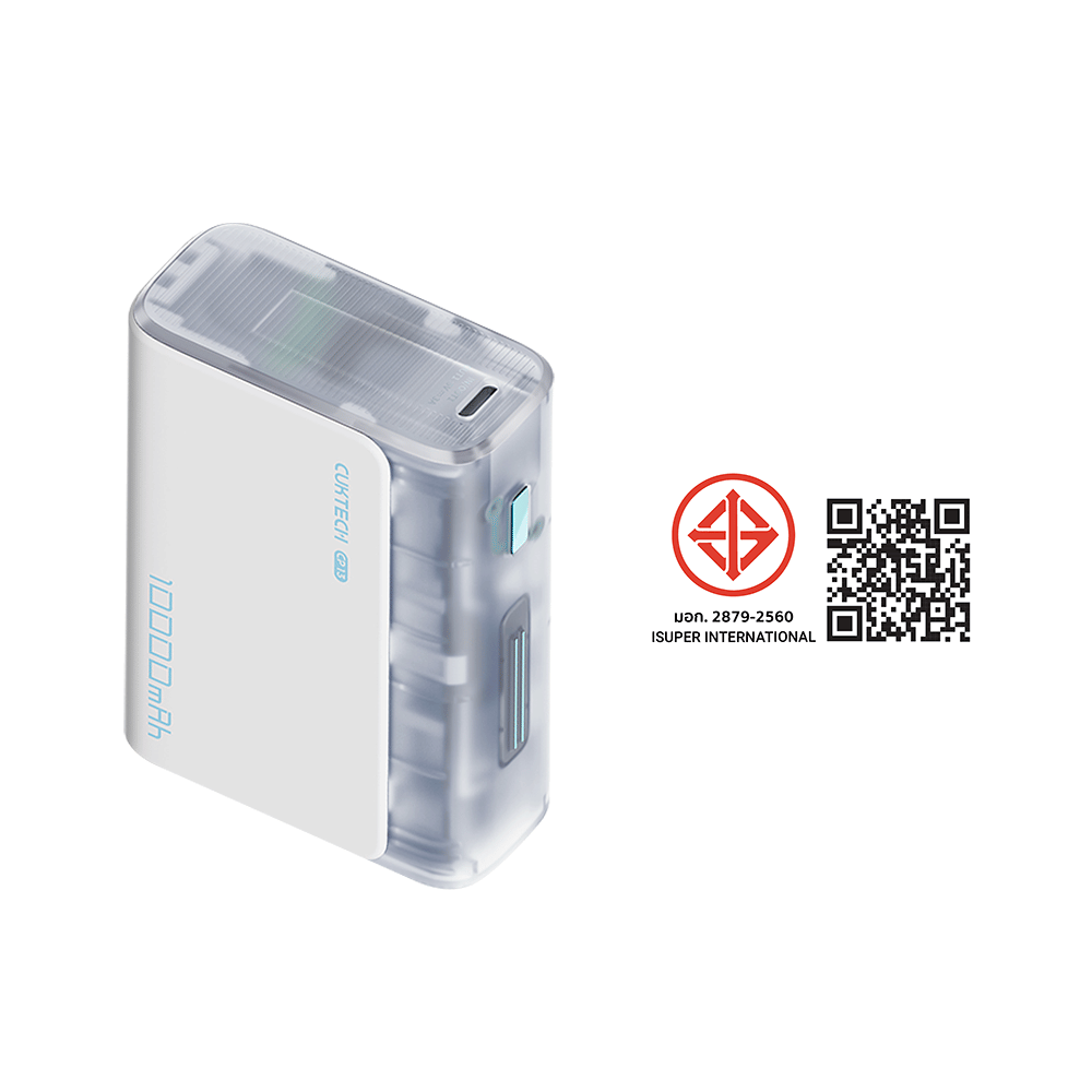 แบตเตอรี่สำรอง CUKTECH AURA PB100S 10000 MAH สีใส จ่ายไฟสูงสุด 33W มาตรฐาน CCC