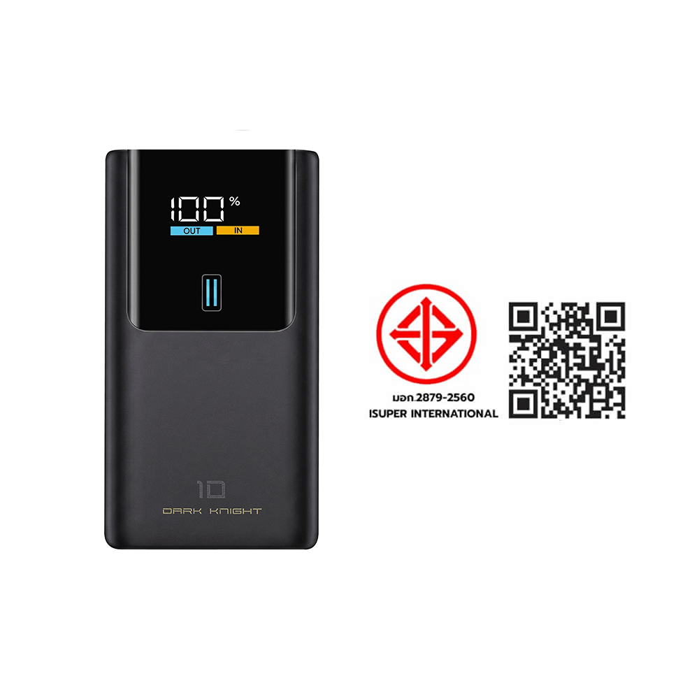 แบตเตอรี่สำรอง CUKTECH PB1055 10000MAH สีดำ พกพาง่ายมีสายคล้อง มาตรฐาน CCC จ่ายไฟรวมกันได้สูงถึง 55W
