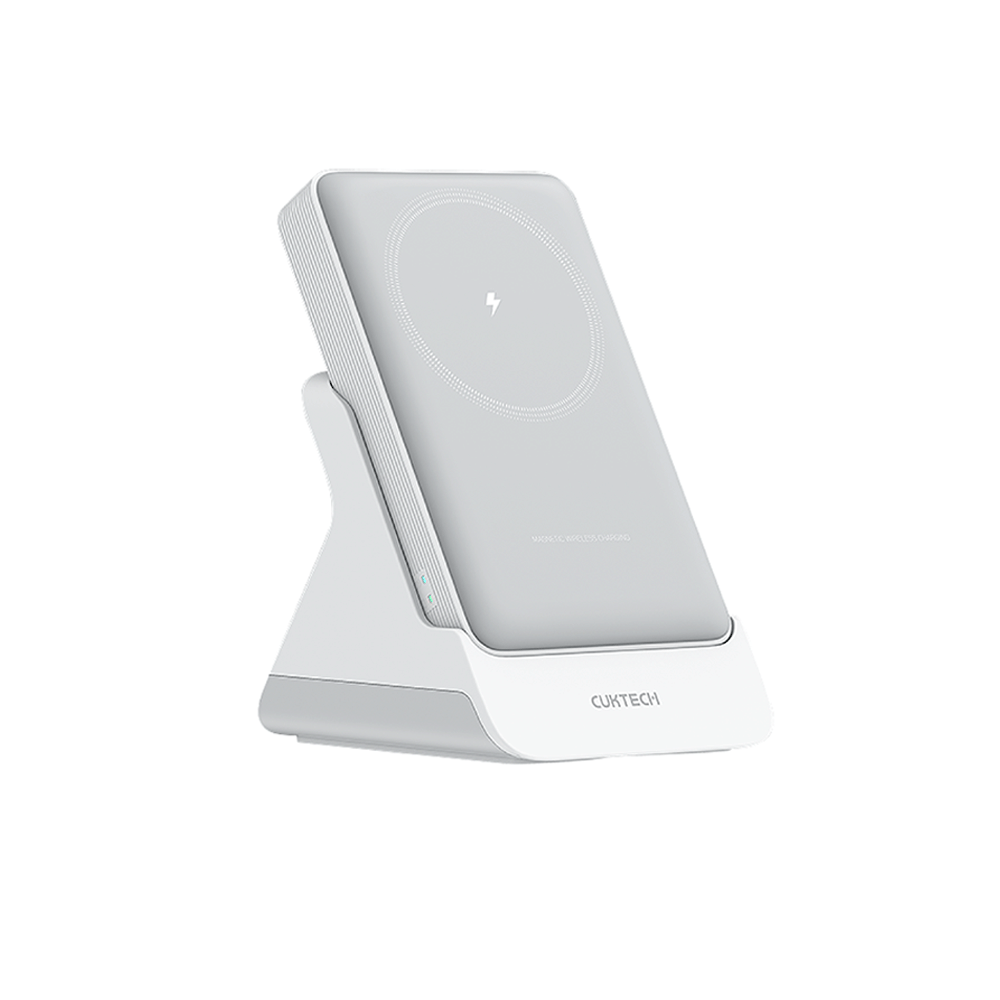 แบตเตอรี่สำรอง CUKTECH AURA WPB100N 10000 MAH พร้อมแท่นชาร์จ MAGNETIC CHARGER สีขาว_0
