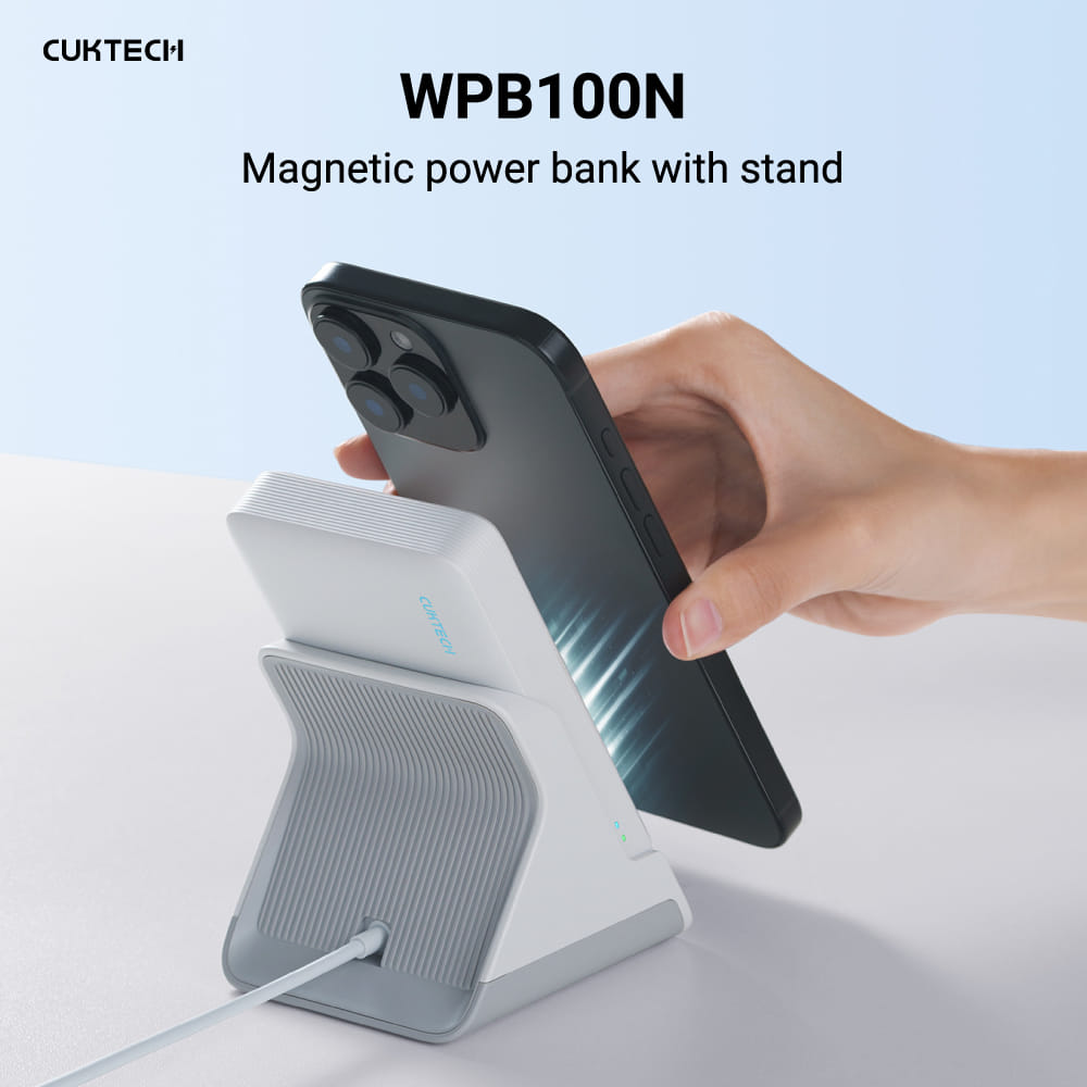 แบตเตอรี่สำรอง CUKTECH AURA WPB100N 10000 MAH พร้อมแท่นชาร์จ MAGNETIC CHARGER สีขาว_1