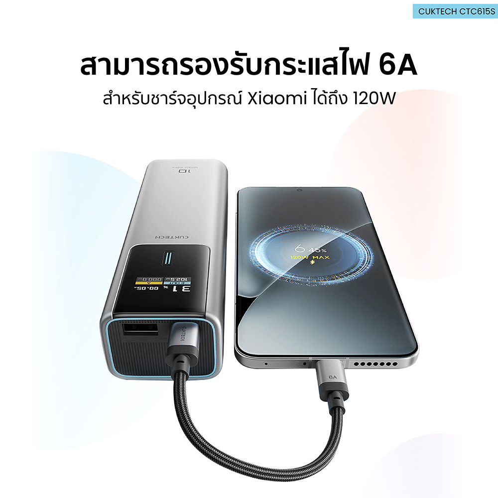 สายชาร์จเร็ว CUKTECH รุ่น CTC615S 6A 240W USB-C ยาว 15 ซม. สีส้ม (รองรับการชาร์จ PD3.1)_10