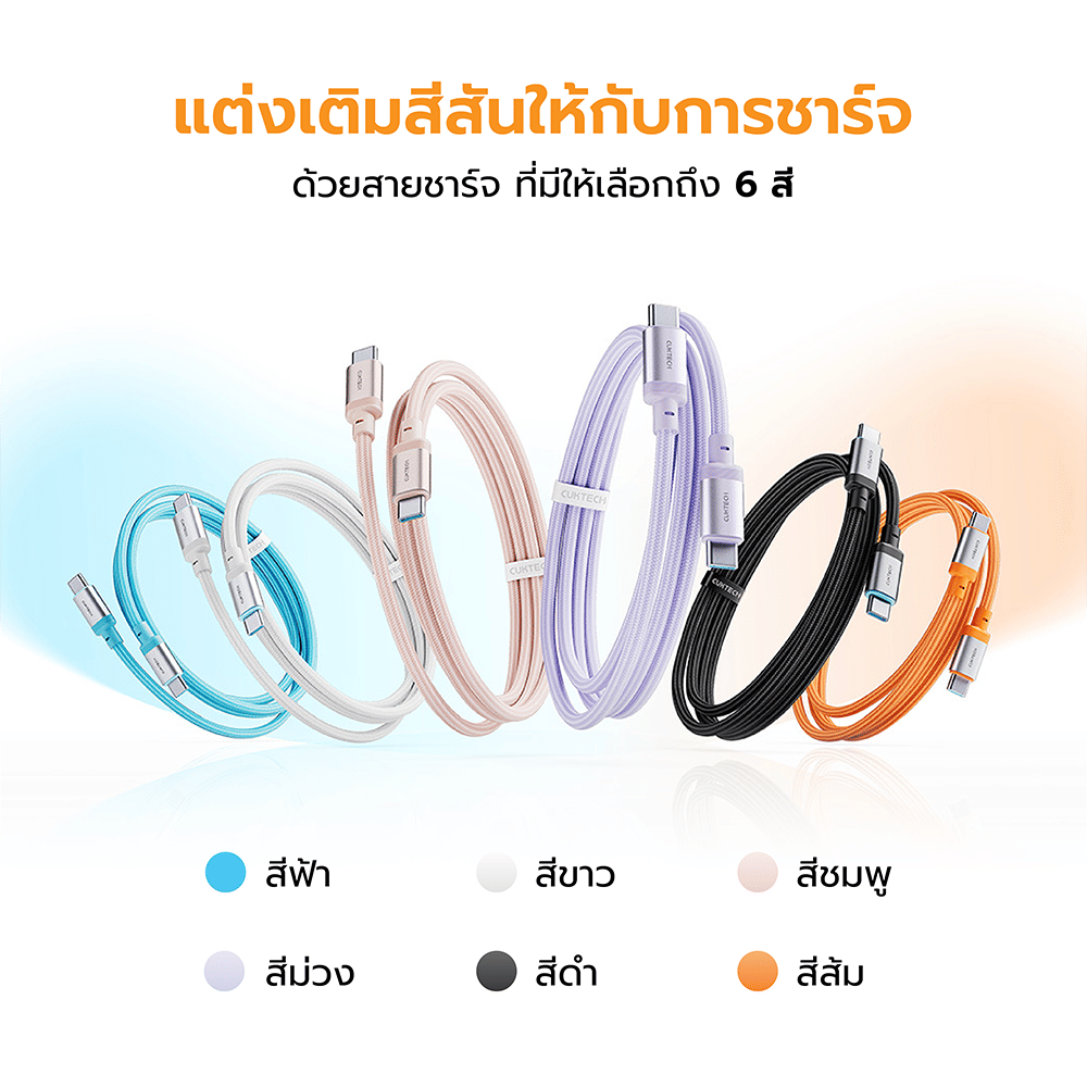 สายชาร์จเร็ว CUKTECH รุ่น CTC615W 6A 240W USB-C ยาว 1.5 ม. สีฟ้า (รองรับการชาร์จ PD3.1)_3