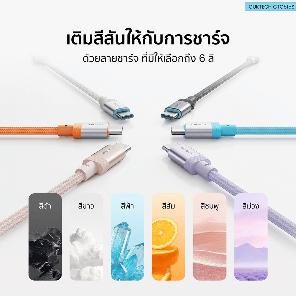 สายชาร์จเร็ว CUKTECH รุ่น CTC615S 6A 240W USB-C ยาว 15 ซม. สีส้ม (รองรับการชาร์จ PD3.1)_5