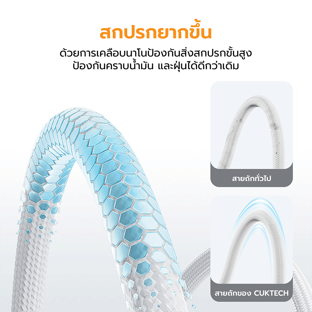 สายชาร์จเร็ว CUKTECH รุ่น CTC615W 6A 240W USB-C ยาว 1.5 ม. สีชมพู (รองรับการชาร์จ PD3.1)_6