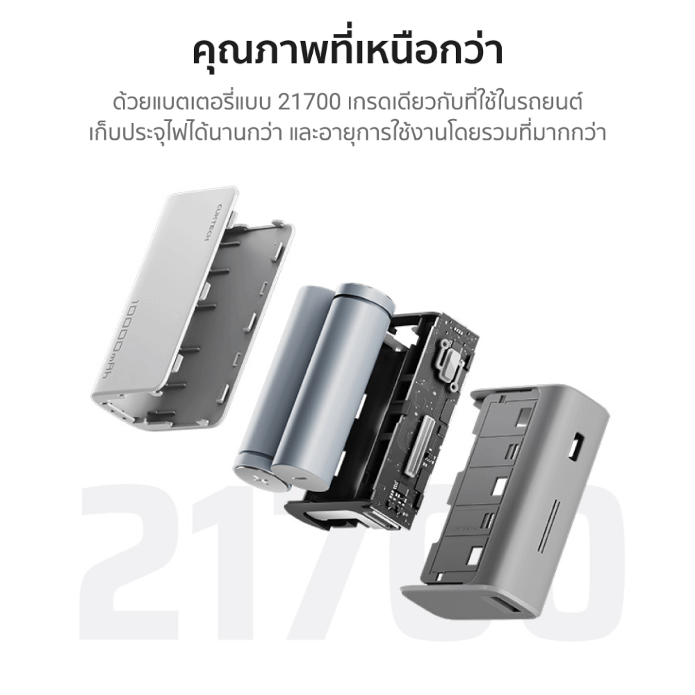 แบตเตอรี่สำรอง CUKTECH AURA PB100 10000 MAH CE สีเทา จ่ายไฟสูงสุด 33W_9