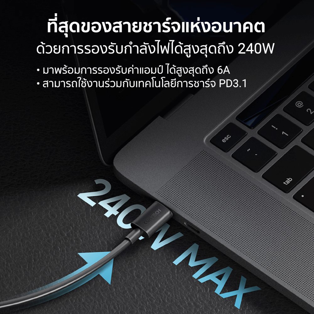 สายชาร์จเร็ว CUKTECH รุ่น CTC615N USB-C to USB-C 240W ยาว 1.5 เมตร สีขาว (รองรับชาร์จเร็ว PD3.1)_2