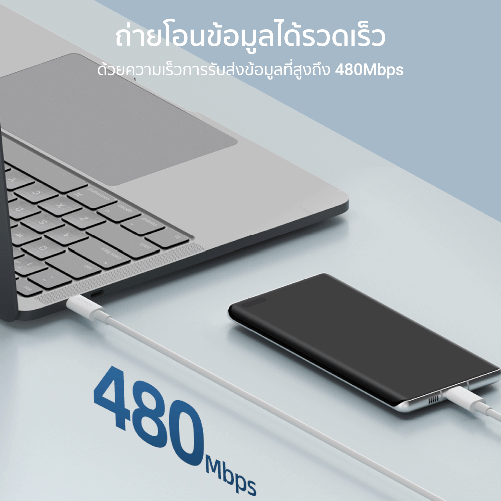 สายชาร์จ CUKTECH รุ่น CTC515N USB-C TO USB-C 100W  ยาว 1.5 เมตร สีขาว (รองรับเทคโนโลยีชาร์จเร็ว PD_5