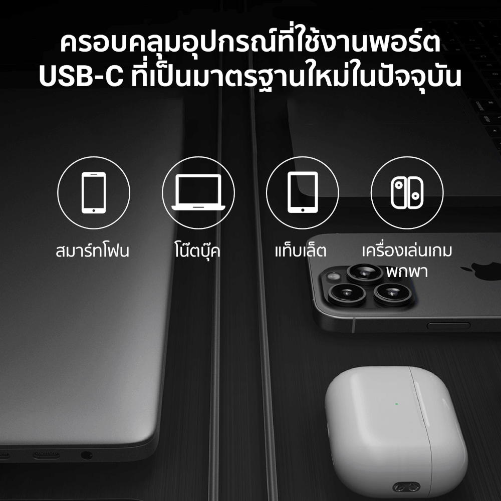 สายชาร์จเร็ว CUKTECH รุ่น CTC615N USB-C to USB-C 240W ยาว 1.5 เมตร สีขาว (รองรับชาร์จเร็ว PD3.1)_4