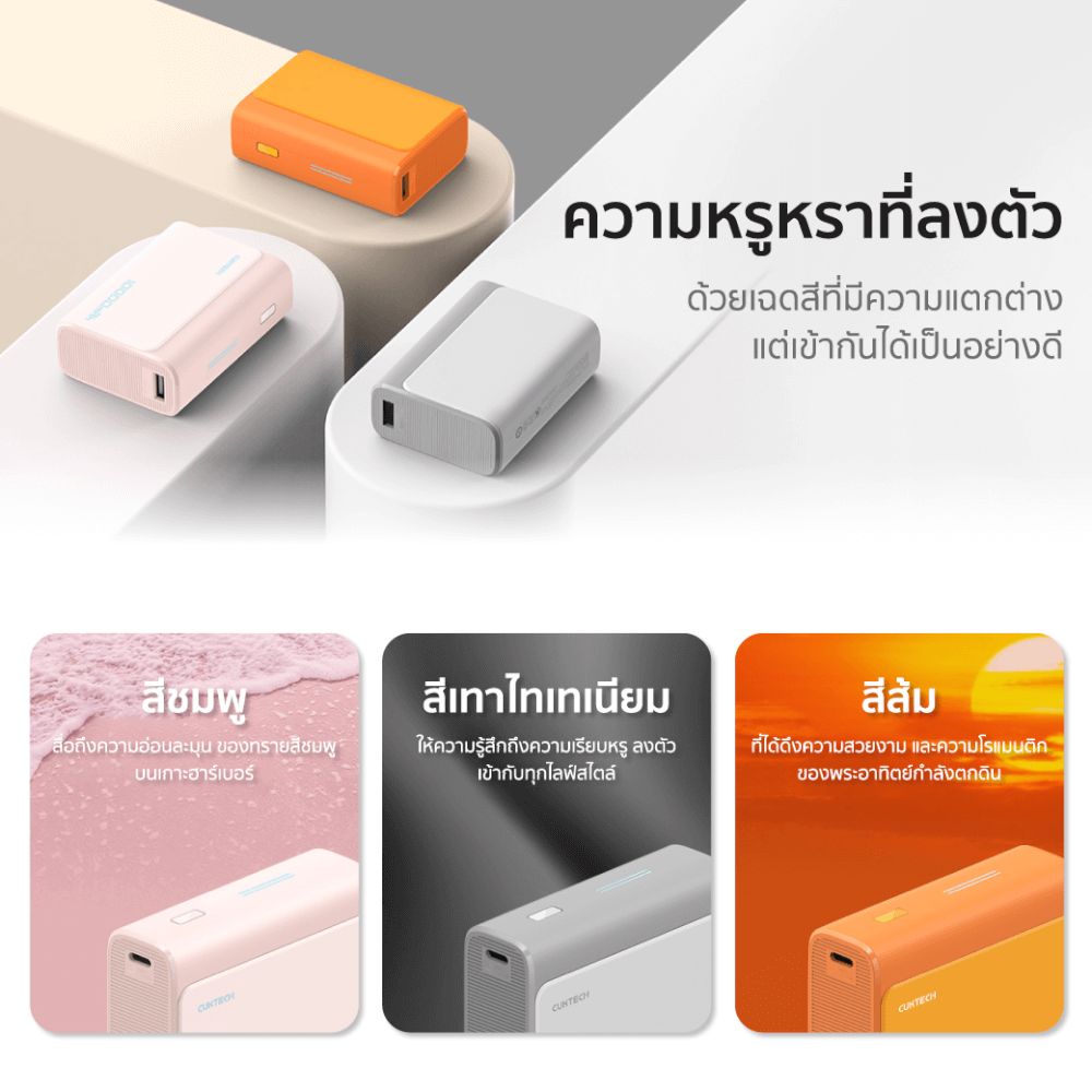 แบตเตอรี่สำรอง CUKTECH AURA PB100 10000 MAH CE สีชมพู จ่ายไฟสูงสุด 33W_5