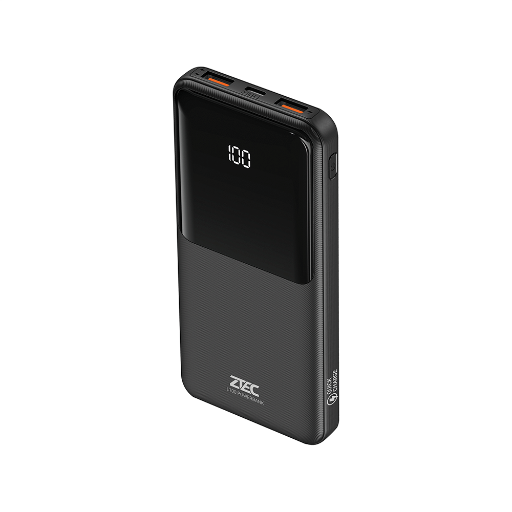 แบตเตอรี่สำรอง ZTEC L100 10000 MAH สีดำ จ่ายไฟสูงสุด 22.5W ชาร์จพร้อมกันได้สูงสุด 3 อุปกรณ์