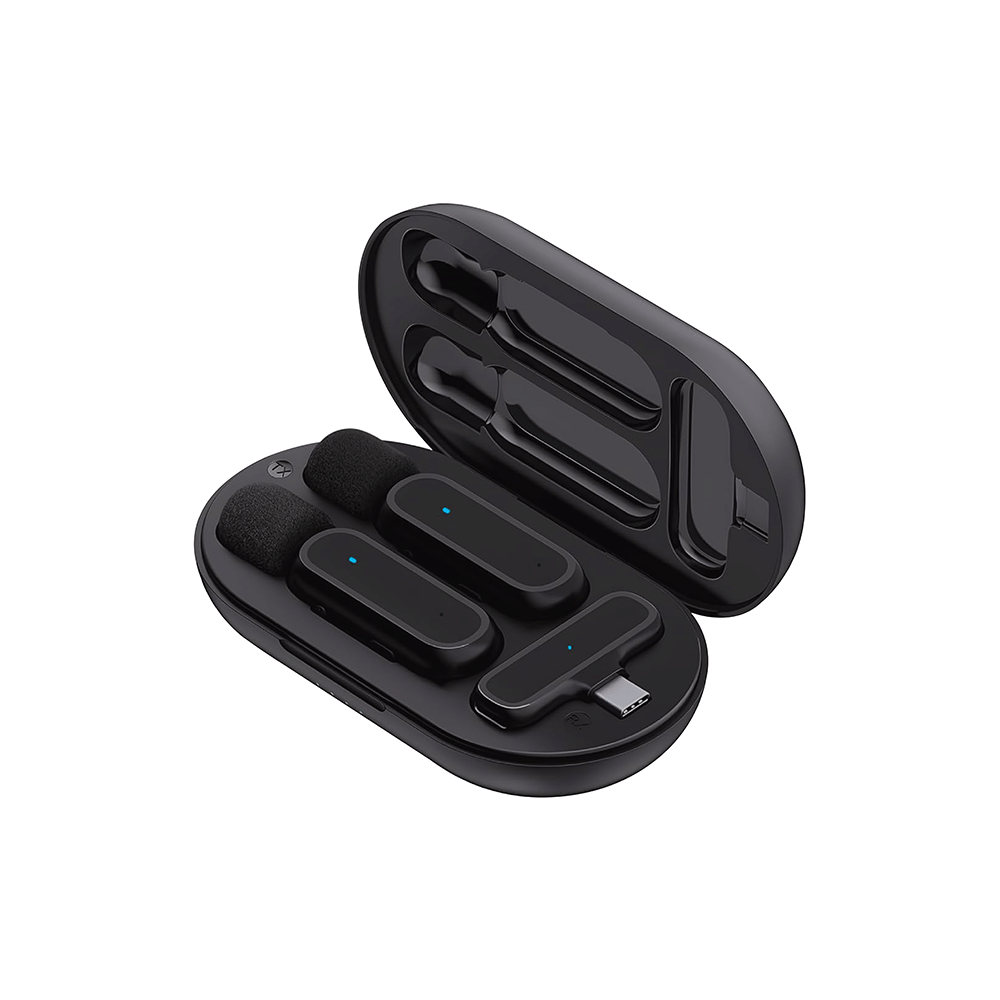 ไมโครโฟนไร้สาย ZTEC ZM121 มีกล่องชาร์จ ไมค์คู่ สีดำ สำหรับ USB-C ใช้งานแบบ Stereo และ Mono กด Mute ได้ 