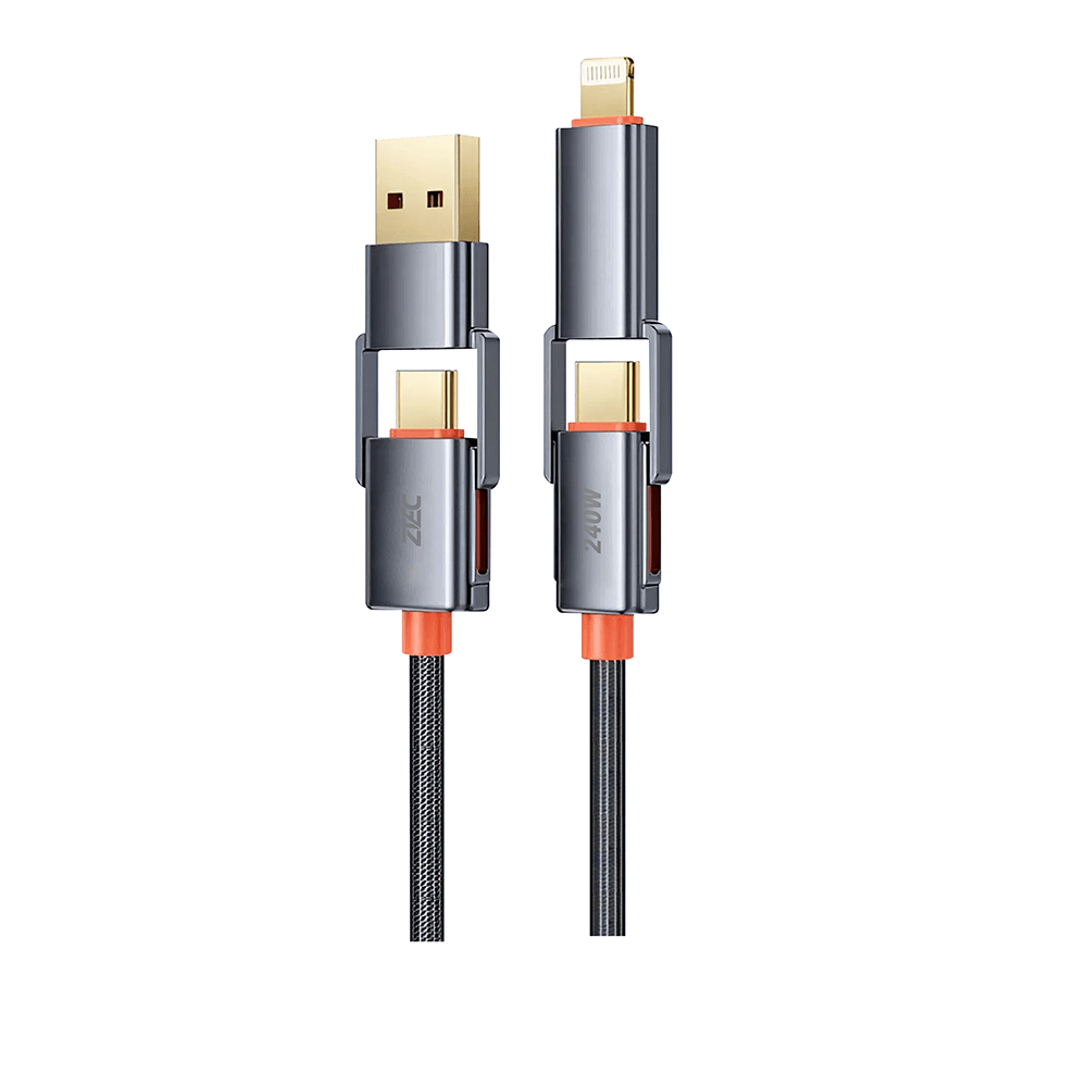 สายชาร์จไนลอนถัก ZTEC ZM421 4-IN-1 รองรับชาร์จเร็ว 240W (สลับเปลี่ยนหัวได้)_0