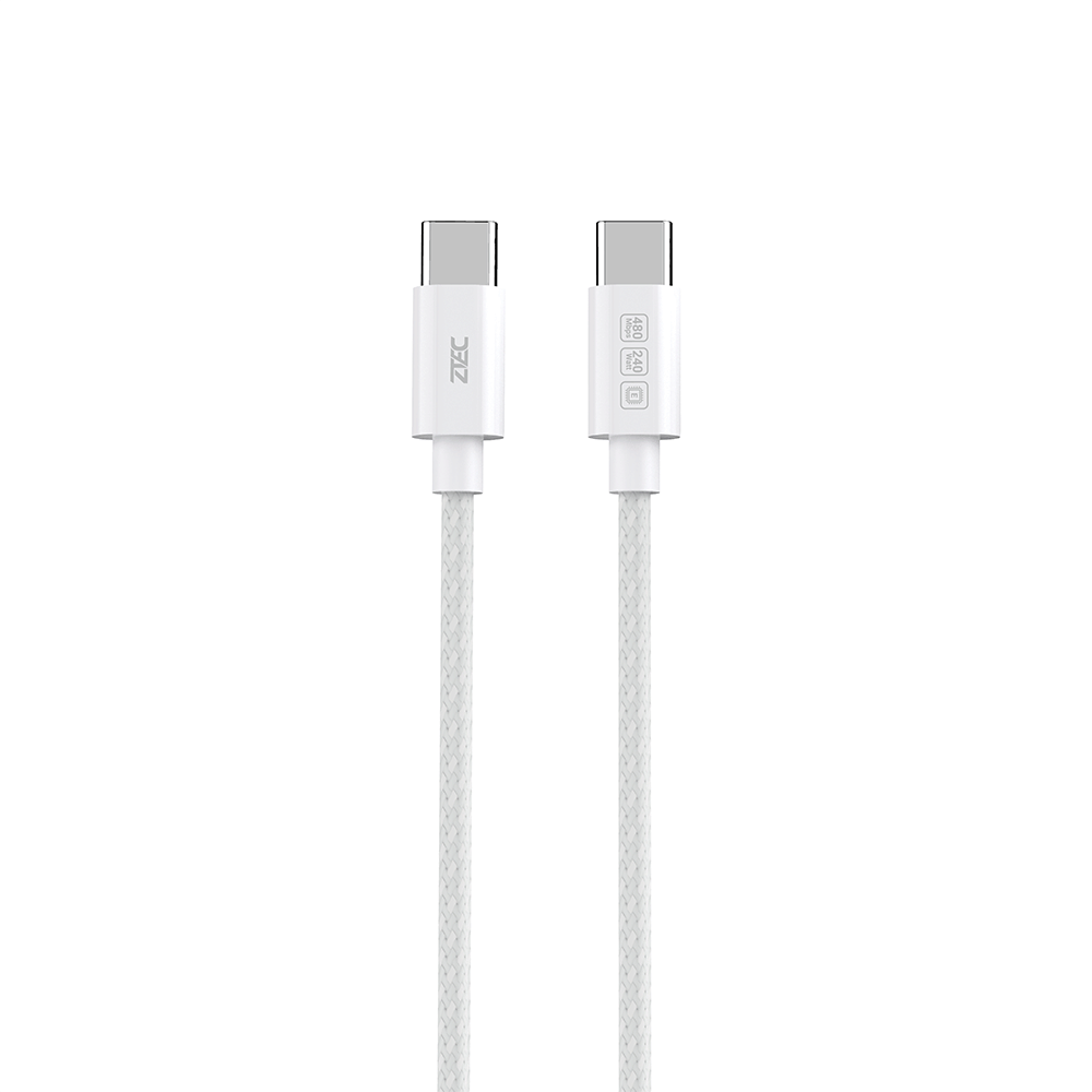 สายชาร์จเร็ว ZTEC รุ่น ZC322S USB-C TO USB-C 2 เมตร สีขาว 5A 240W (รองรับเทคโนโลยี PD และ QC)