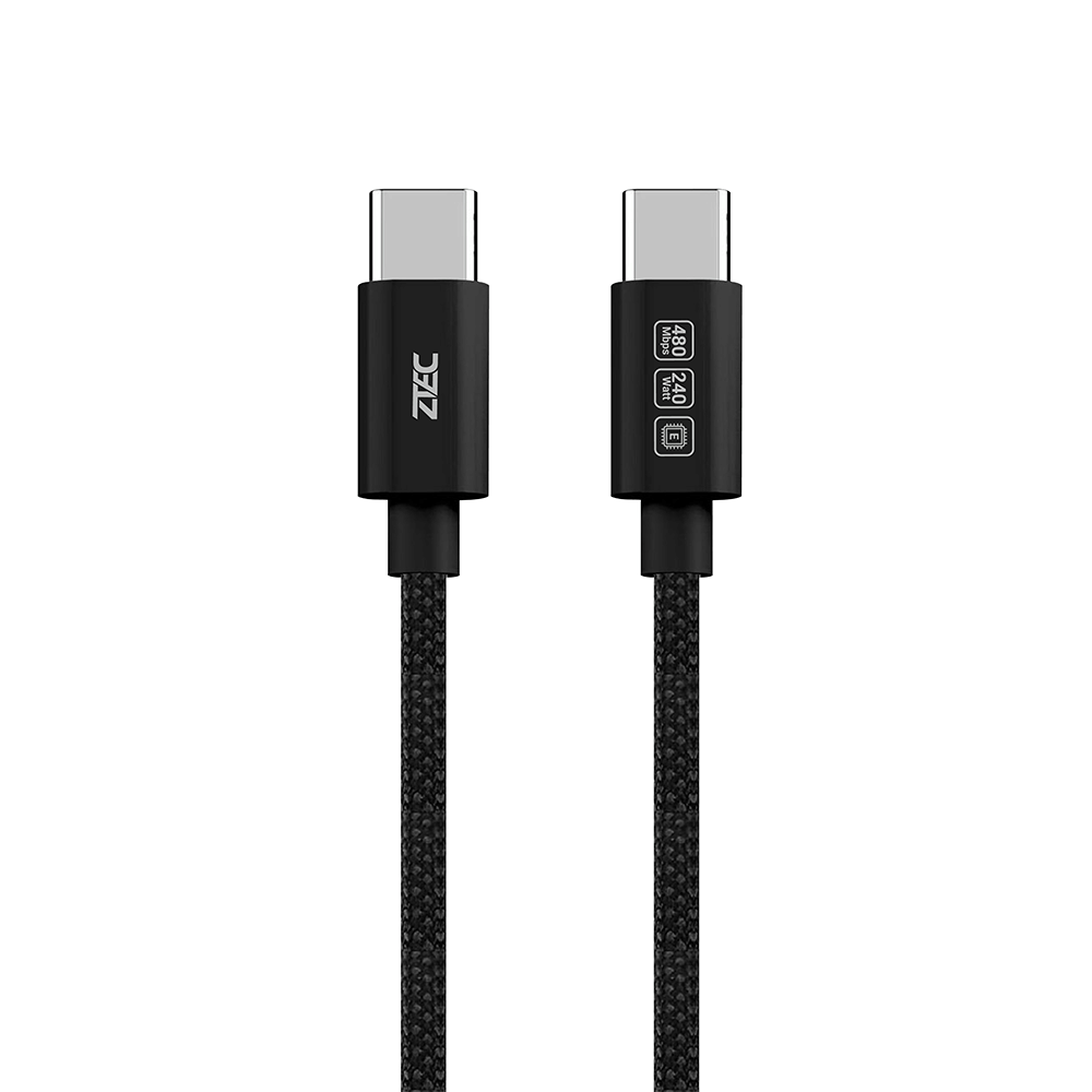 สายชาร์จเร็ว ZTEC รุ่น ZC321S USB-C TO USB-C 5A 240W 1 เมตร สีดำ (รองรับเทคโนโลยี PD และ QC)