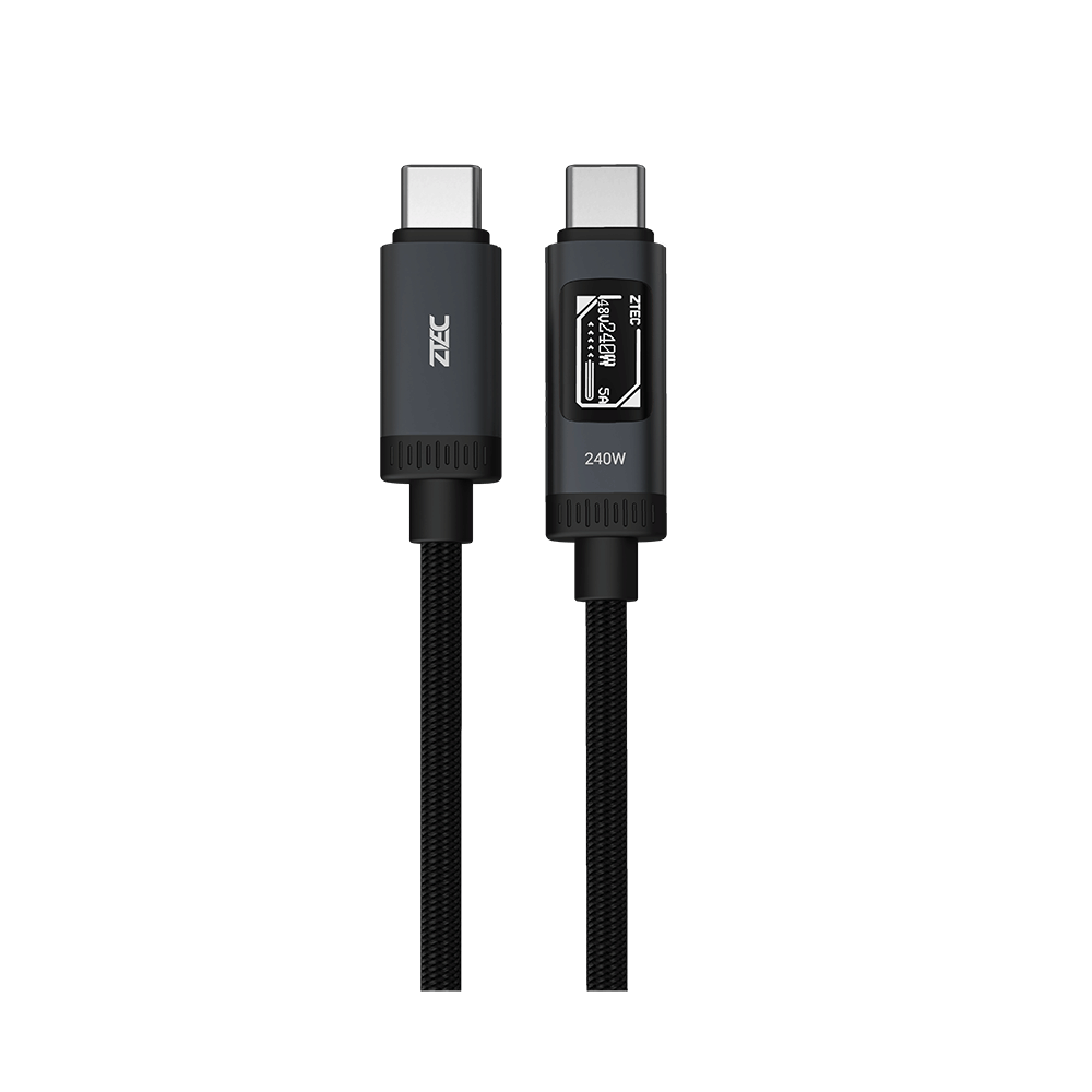สายชาร์จเร็ว ZTEC ZC551 5A 240W สีดำ สายมีจอ USB-C TO USB-C สายถัก ยาว 1.2 เมตร -2Y_0