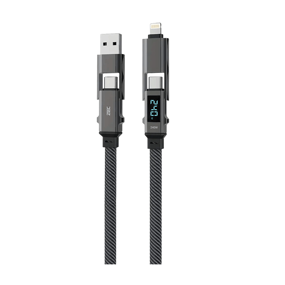 สายชาร์จไนลอนถัก ZTEC ZM441 4-IN-1 สีดำ รองรับชาร์จเร็ว 5A 240W_0