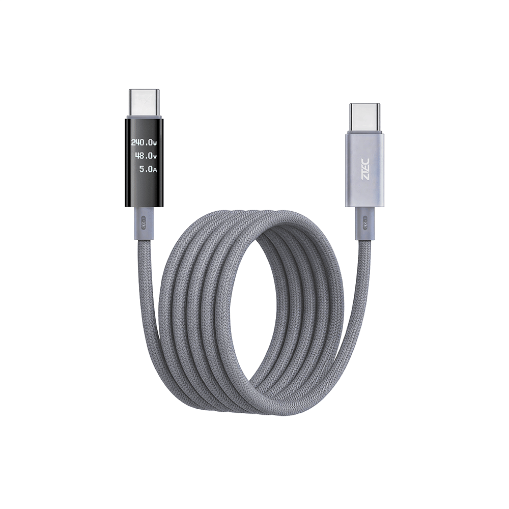 สายชาร์จเร็ว ZTEC รุ่น ZC341 แบบแม่เหล็ก USB-C TO USB-C 5A 240W พร้อมหน้าจอแสดงกำลังไฟ รองรับ PD และ QC