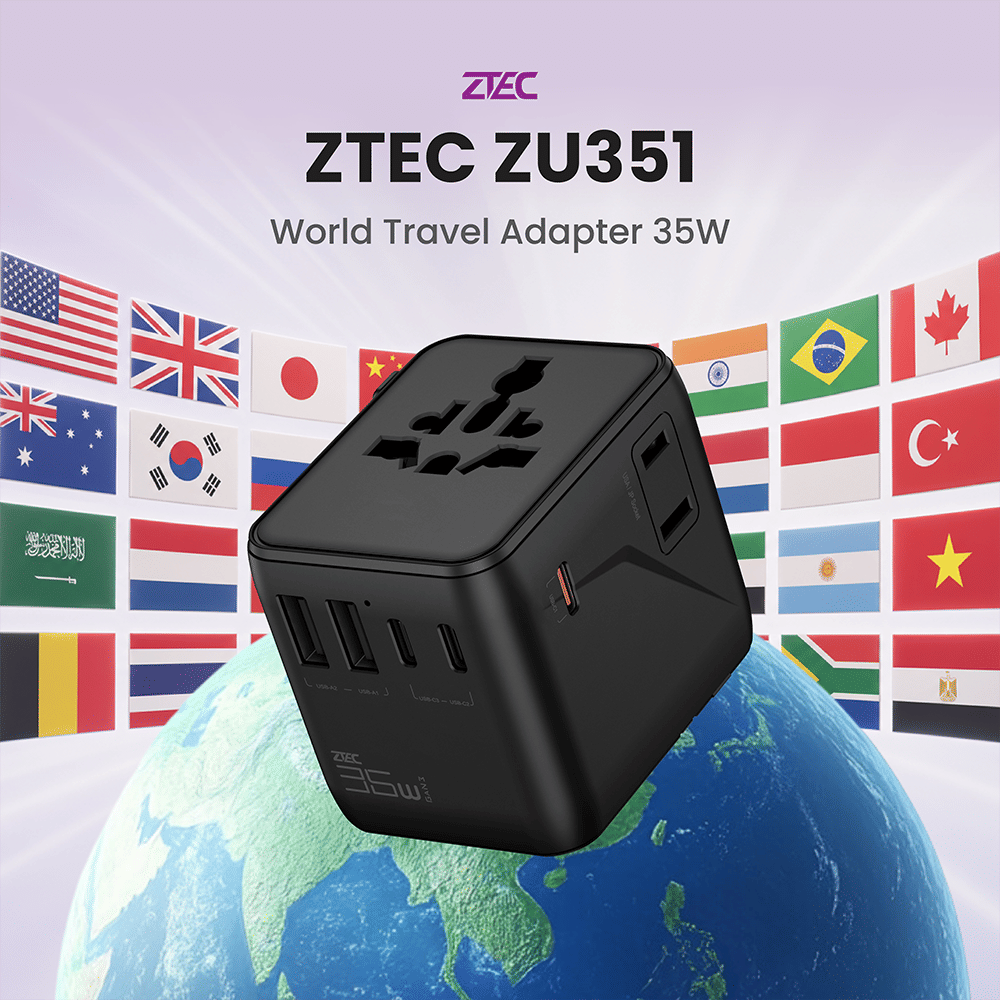 หัวแปลงปลั๊กไฟ ZTEC ZU351 35W TRAVEL ADAPTER