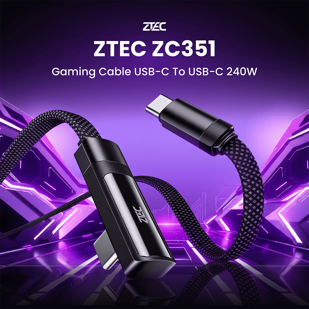 สายชาร์จเร็ว ZTEC รุ่น ZC351 USB-C TO USB-C 5A 240W สีดำ รองรับ PD และ QC สำหรับเกมมิ่ง ความยาว 2 เมตร_1