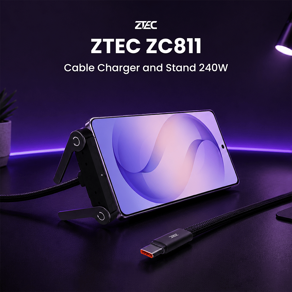สายชาร์จ ZTEC รุ่น ZC811 5A 240W พร้อมขาตั้งในตัว ใช้งานได้ 3 รูปแบบ รองรับ PD/QC