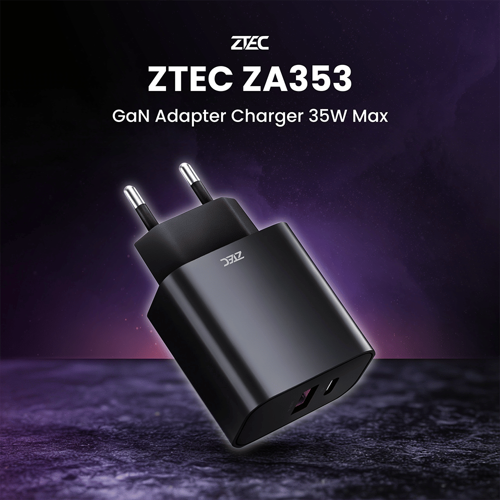 หัวชาร์จเร็ว ZTEC ZA353 GAN 35W  รองรับเทคโนโลยีชาร์จเร็ว PD 3.0 (ขาปลั๊กไทย ปลอดภัย ได้รับมาตรฐาน มอก.)
