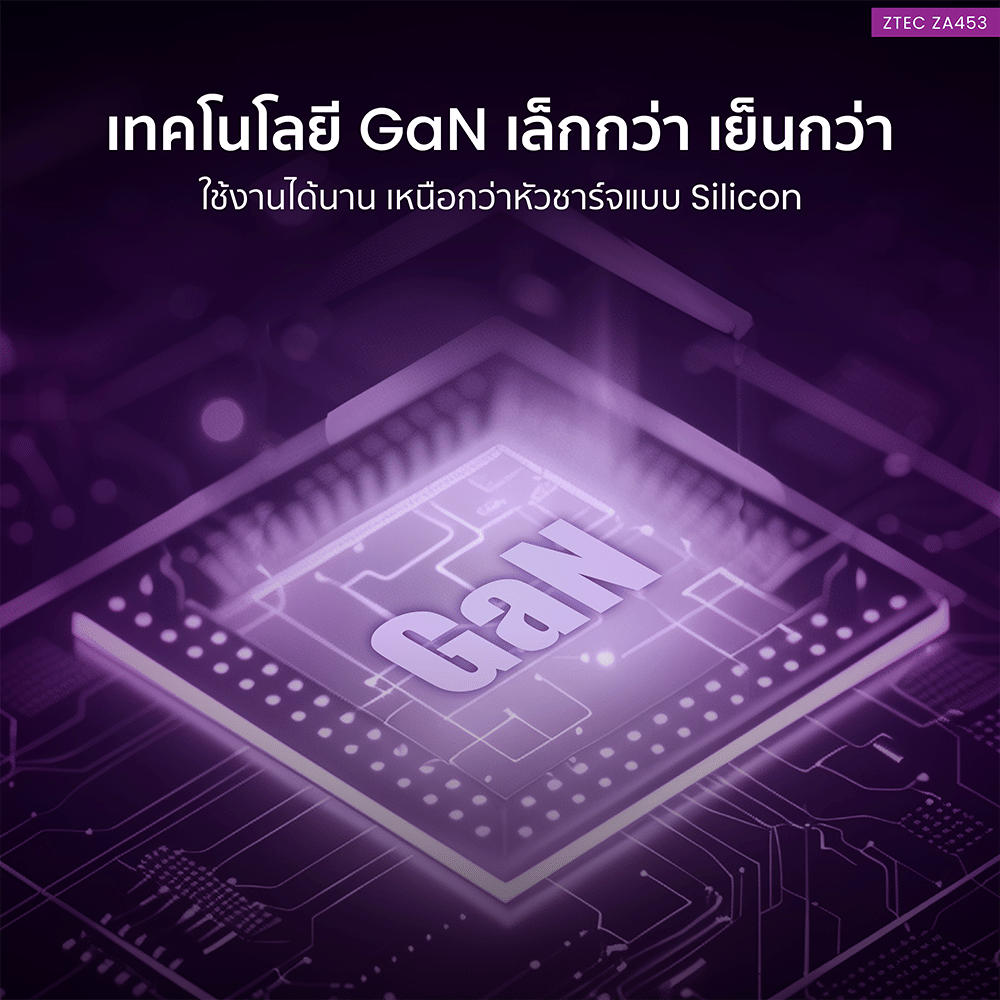 หัวชาร์จเร็ว ZTEC ZA453 GAN 45W  รองรับเทคโนโลยีชาร์จเร็ว PD 3.0 (ขาปลั๊กไทย ปลอดภัย ได้รับมาตรฐาน มอก.)