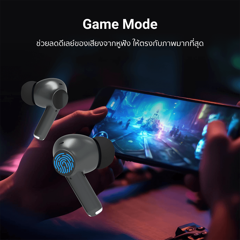 หูฟังไร้สาย ZTEC TUNE BUDS สีดำ เบสแน่น เชื่อมต่อแอพลิเคชั่นได้ แบตอึดใช้งานได้นาน_8