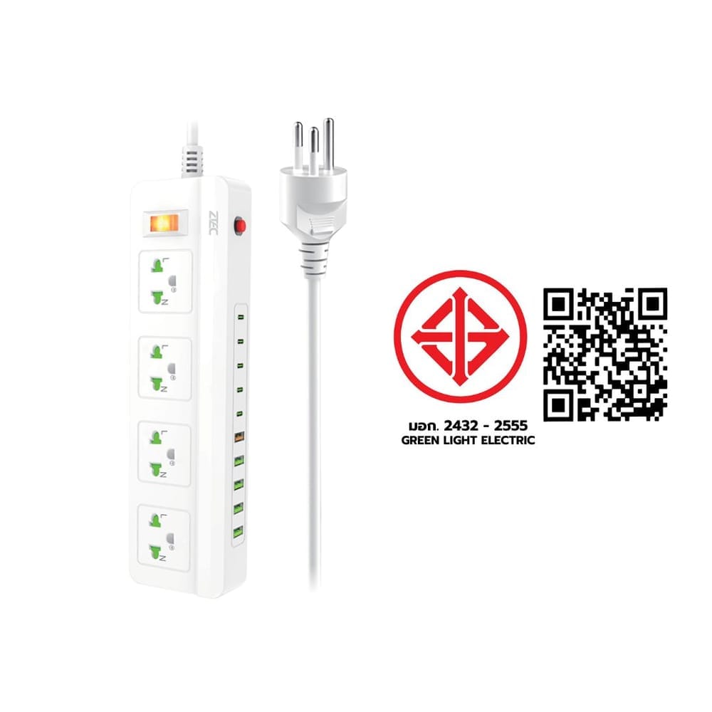 รางปลั๊กไฟอเนกประสงค์ ZTEC ZE100 POWER ใช้งานพร้อมกันได้ถึง 14 อุปกรณ์