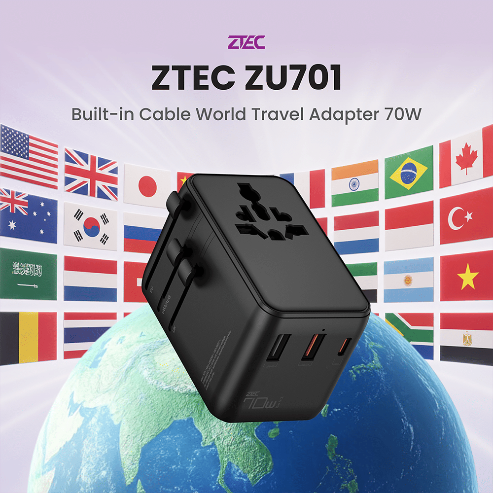 หัวแปลงปลั๊กไฟ ZTEC ZU701 70W TRAVEL ADAPTER_1
