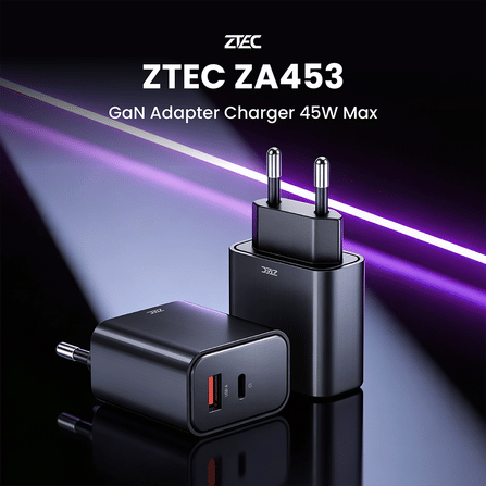 หัวชาร์จเร็ว ZTEC ZA453 GAN 45W  รองรับเทคโนโลยีชาร์จเร็ว PD 3.0 (ขาปลั๊กไทย ปลอดภัย ได้รับมาตรฐาน มอก.)_1