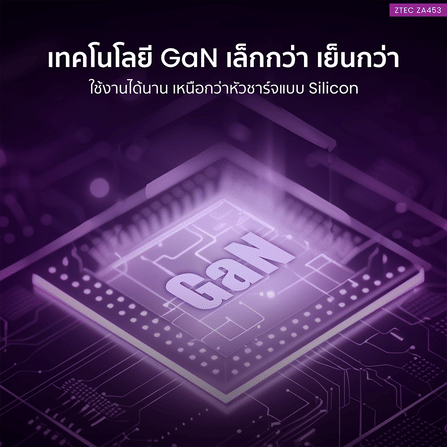 หัวชาร์จเร็ว ZTEC ZA453 GAN 45W  รองรับเทคโนโลยีชาร์จเร็ว PD 3.0 (ขาปลั๊กไทย ปลอดภัย ได้รับมาตรฐาน มอก.)_4