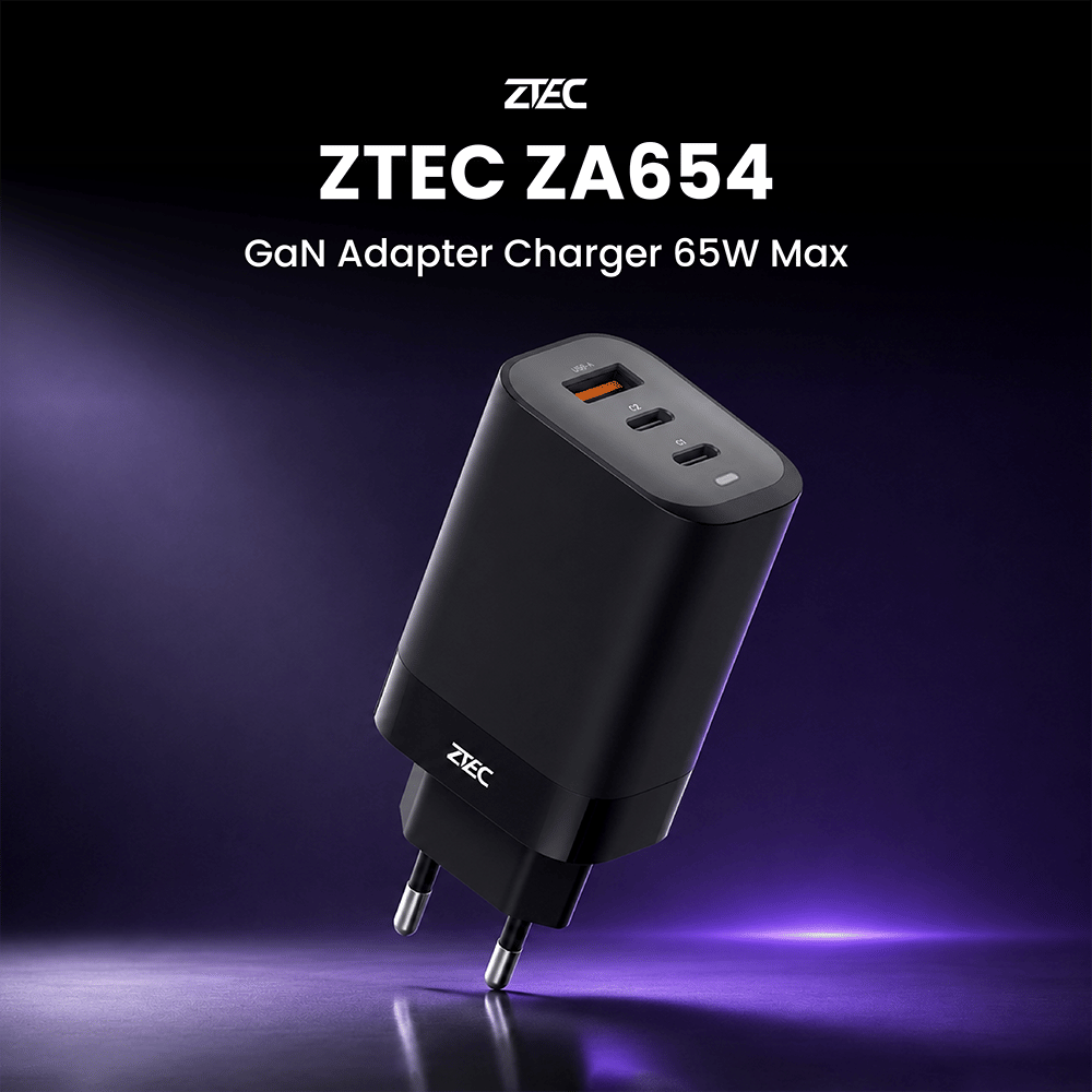 หัวชาร์จเร็ว ZTEC ZA654 GAN 65W  รองรับเทคโนโลยีชาร์จเร็ว PD 3.1 (ขาปลั๊กไทย ปลอดภัย ได้รับมาตรฐาน มอก.)_1