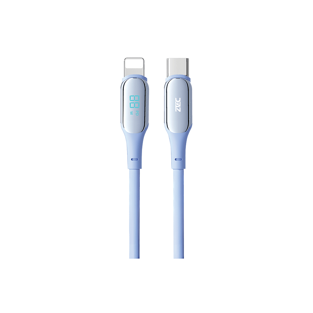 สายชาร์จเร็วซิลิโคน ZTEC รุ่น ZL541 27W ยาว 1.5 เมตร สีฟ้า (รองรับชาร์จเร็ว PD)