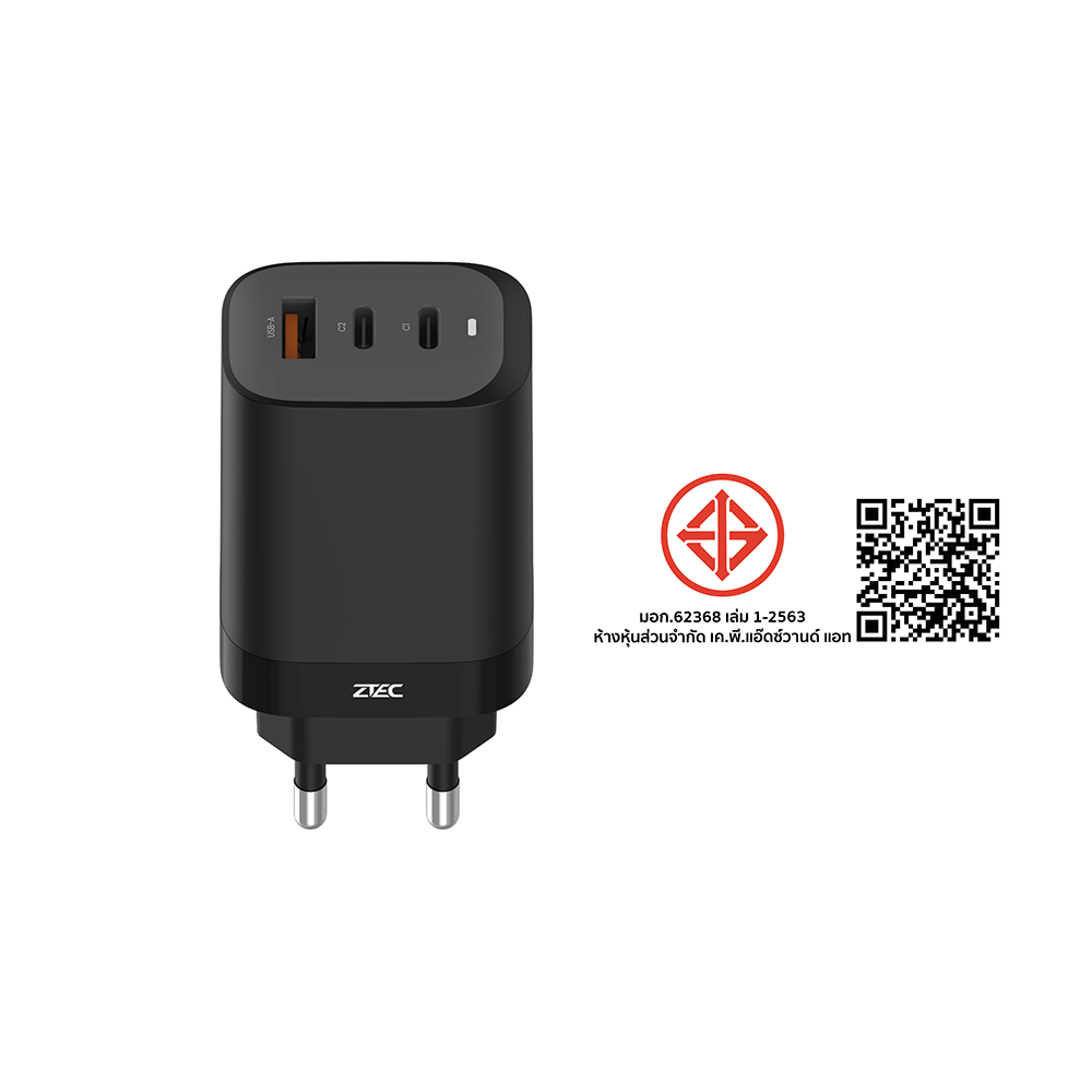 หัวชาร์จเร็ว ZTEC ZA654 GAN 65W  รองรับเทคโนโลยีชาร์จเร็ว PD 3.1 (ขาปลั๊กไทย ปลอดภัย ได้รับมาตรฐาน มอก.)_11