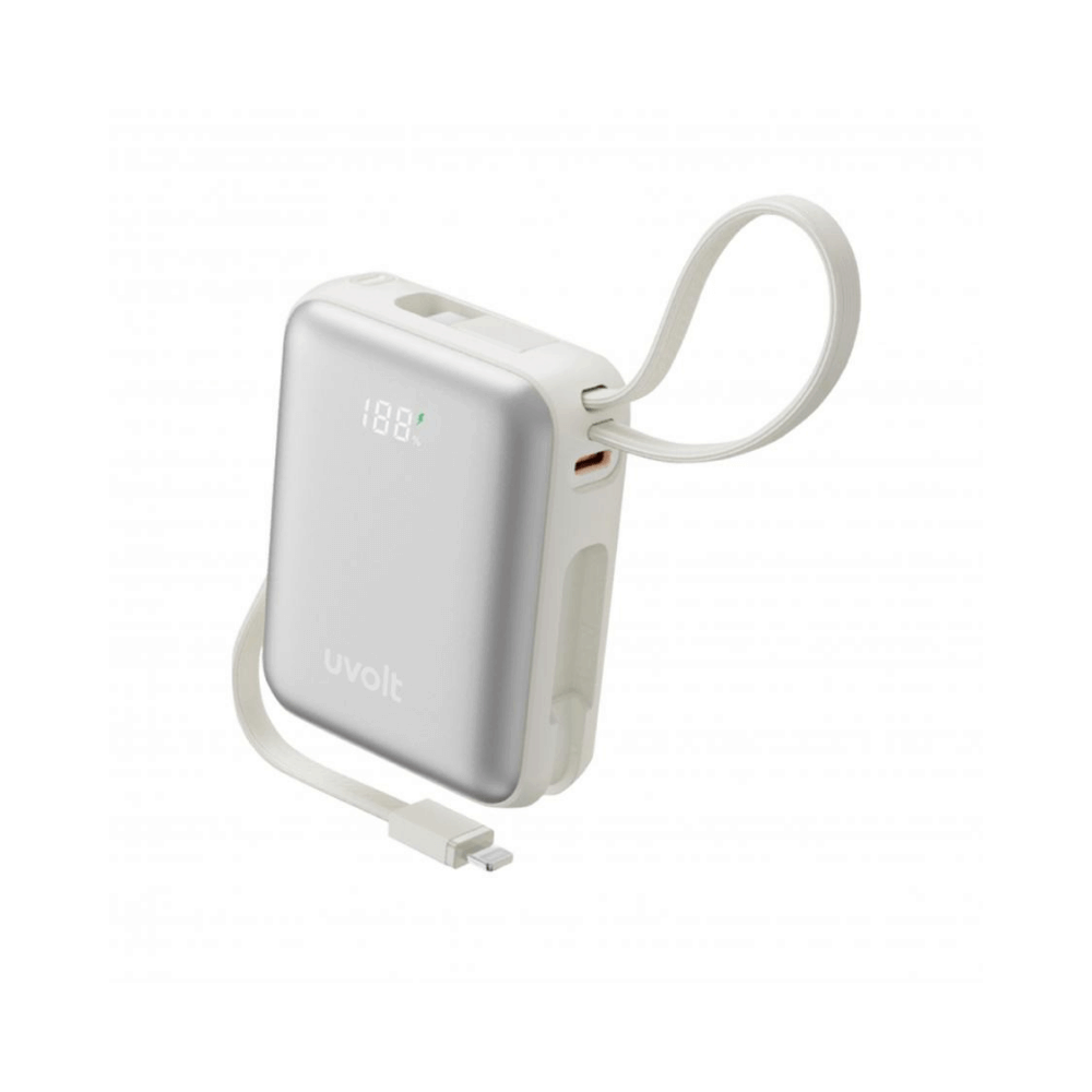 แบตเตอรี่สำรอง UVOLT UVP10C-05-SLV(3C) (EP-I108) 10,000MAH ชาร์จเร็วสูงสุด 35W (มีสายในตัว)_0