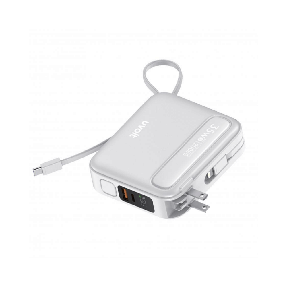แบตเตอรี่สำรอง UVOLT UVP20AC-01-WHT(3C) (EP-P203) 3IN1 20,000MAH สีขาว รองรับชาร์จเร็วสูงสุด 35W