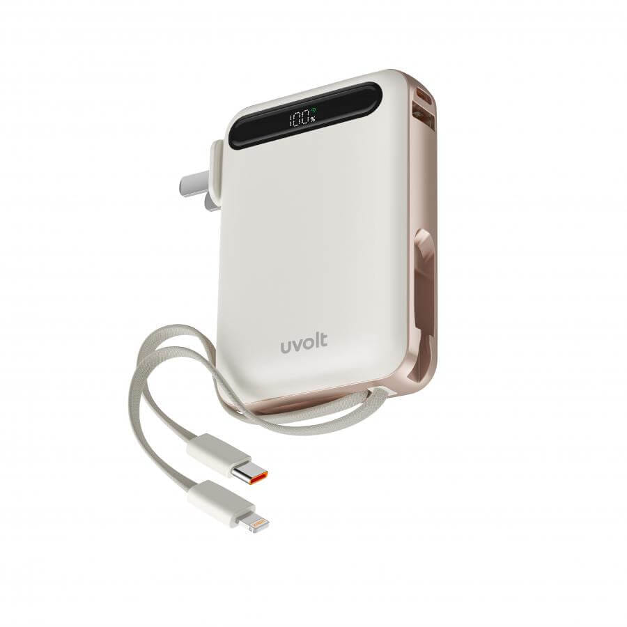 แบตเตอรี่สำรอง UVOLT UVP10AC-01-CRM(3C) (EP-I109) 4IN1 10,000 MAH สีครีม (จอแสดงผลดิจิตอลLED) ได้รับรอง 3C_0