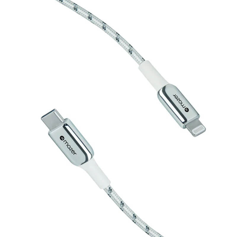 สายชาร์จ USB-C TO LIGHTNING MAZER M-PL3PRO-C2L125-WH 60 วัตต์ ยาว 1.25 เมตร สีขาว