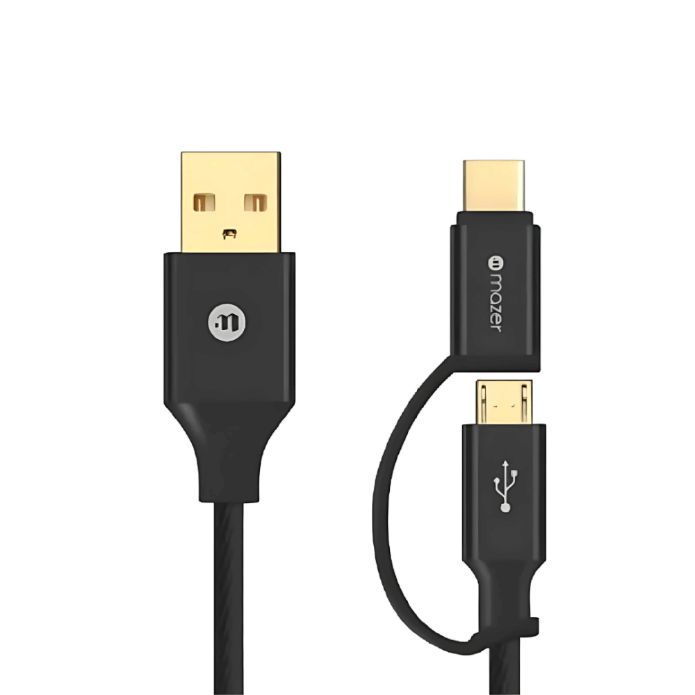 สายชาร์จ 2-IN-1 USB-C+MICRO MAZER M-KS-U72-BK 60 วัตต์ ยาว 2 เมตร สีดำ