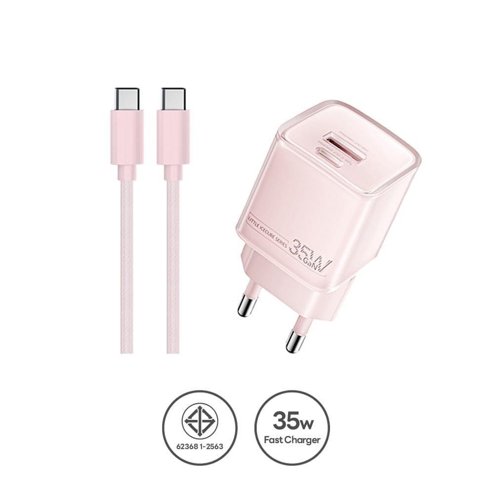 หัวชาร์จเร็ว REMAX U181-AC35W-PNK USB+C 35W พร้อมสาย C to C สีชมพู