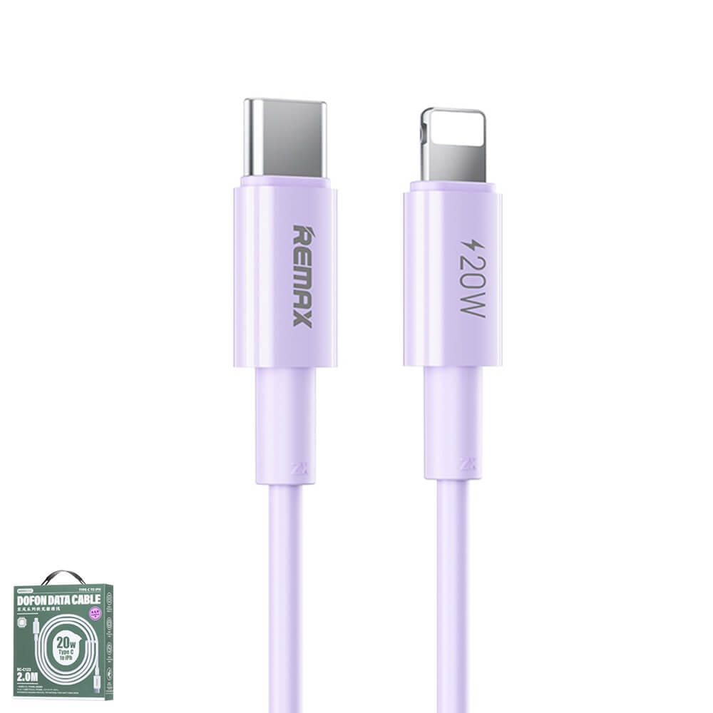 สายชาร์จ USB-C to Lightning REMAX RC-C123-PUR 20W ยาว 2 เมตร สีม่วง