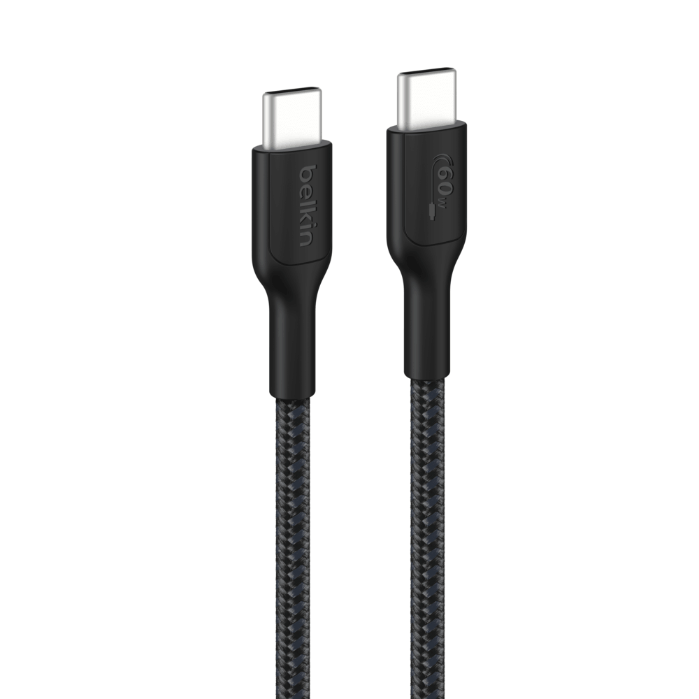 สายชาร์จเร็ว USB-C BELKIN CAB024 ชาร์จเร็ว 60 วัตต์ สายถักไนล่อน ยาว 1 เมตร สีดำ